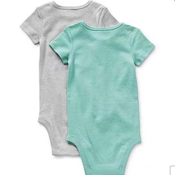 Okie Dokie Gray and Green Bodysuits Soft Cotton One Pieces - Picture 2 of 2